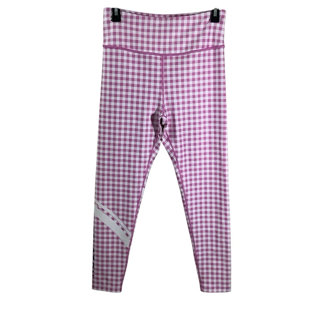 Peloton Pink and White Gingham Leggings High-Rise with Stretchy Fit